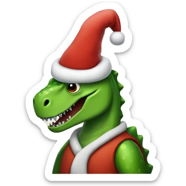 dinosaur dressed like santa  sticker