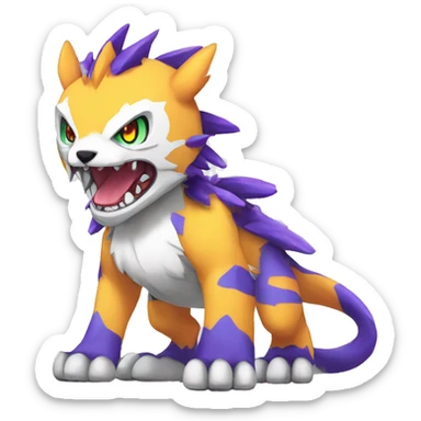cute cool edgy Digimon-Fakemon-animal with colorful markings full body sticker