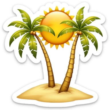 Golden elegant sun on palm tree seashore sticker
