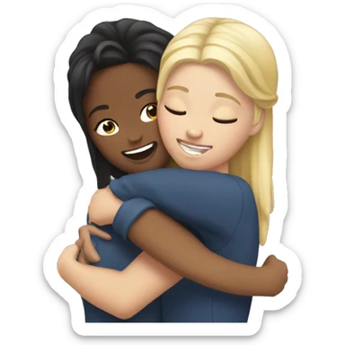 Best friends hugging blonde and brunette sticker