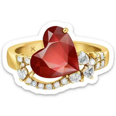 Promise ring red heart with little diamonds  sticker