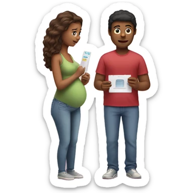 couple looking at pregnancy test sticker