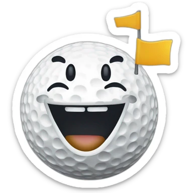 Excited Golf Emoji  Description A jumping golf ball with an enthusiastic expression, celebrating a successful putt. Maybe there are little flags around to indicate victory. sticker