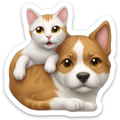 Cat on a dog sticker