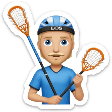 Blonde white with blue eyes and slight facial hair lacrosse guy  sticker