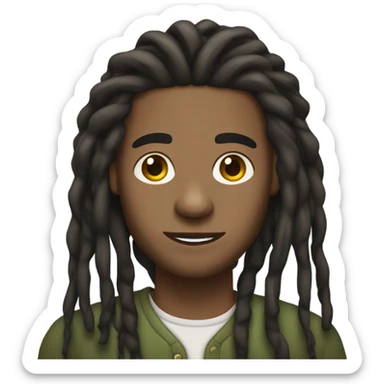 man with dark olive skin and long dreadlocs sticker