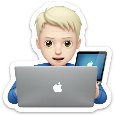 Crazy guy on laptop sticker