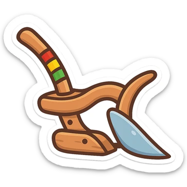 colorful and cheerful cartoon sticker of a Kurdish plow (traditional agricultural tool of Kurdistan), no text, suitable for WhatsApp and Instagram, transparent background sticker