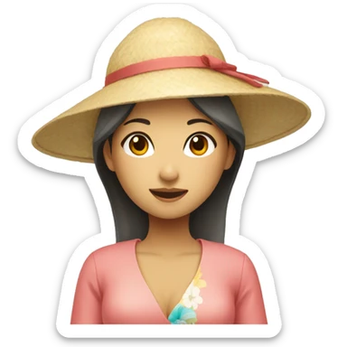 Japanese woman in beach resort sticker