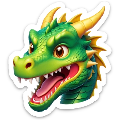 Cinematic Comical Dragon Portrait Emoji, Head tilted dramatically with an exaggeratedly amused expression, featuring a striking, glossy scaled body with bold, angular features and wide, expressive eyes filled with playful disbelief, Simplified yet hilariously expressive features, highly detailed, glowing with a slightly sassy, otherworldly glow, high shine, dramatic yet playful, stylized with an air of cheeky mythical mischief, soft glowing outline, capturing the essence of a spirited and over-the-top dragon that looks ready to breathe fire into internet fame instantly! sticker