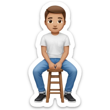a person sitting on stool with full face backward turn

 sticker