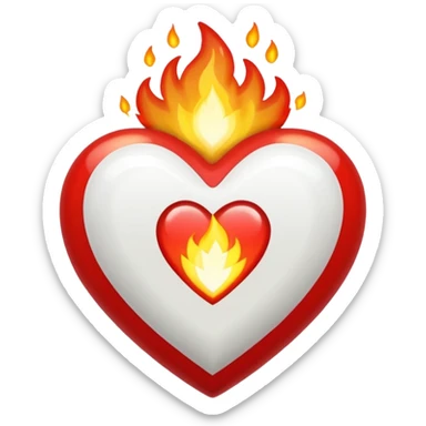 Corazón con líneas blancas y fuego blanco  sticker