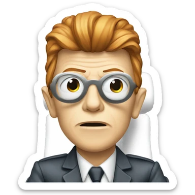 David Bowie sitting on a plane sticker