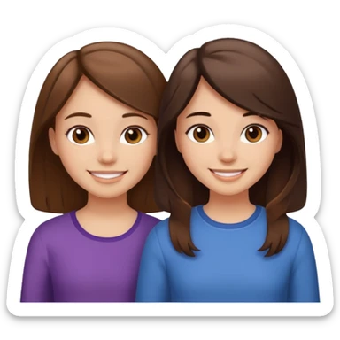 2 Besties g girls one dark brown hair one light brown hair sticker