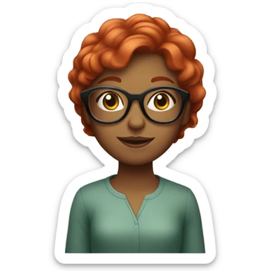 girl with glasses, Redhead sticker