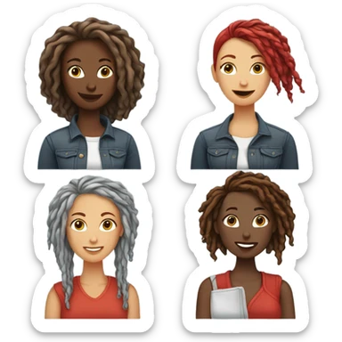 Two female besties, one with gray locs, one with red locs antiquing  sticker