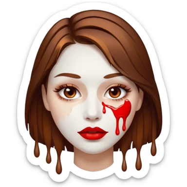 Brown Hair Woman , white paint , drip, face, hot  Sexy, lips sticker