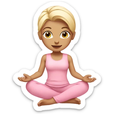yoga girl with blonde hair and baby pink outfit sticker
