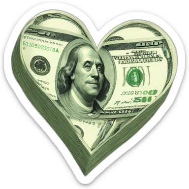 heart mixed with cash sticker