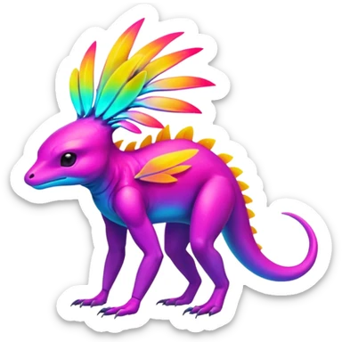 Tropical futuristic lush warm-colored neon Fionbri-Vernid-creature (full body) sticker