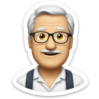 fat old chemistry teacher with latzhsen and glasses, sticker