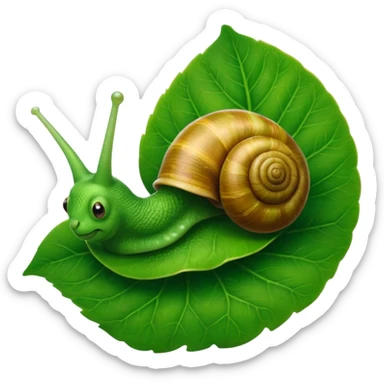 Snail with Long hair on leaf sticker