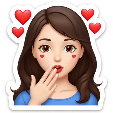 Me blowing kisses brunette hearts showing love sticker