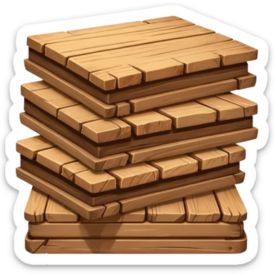 building material: wooden boards stacked on top of each other sticker