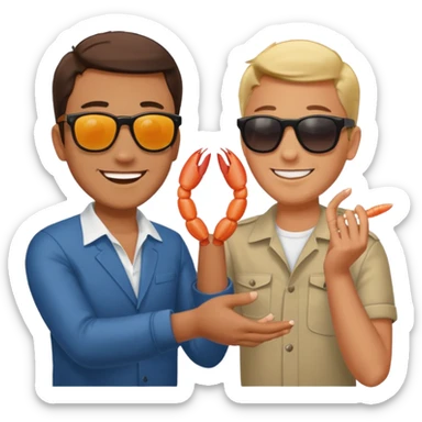 Make one of a man throwing shrimp at another guy sticker