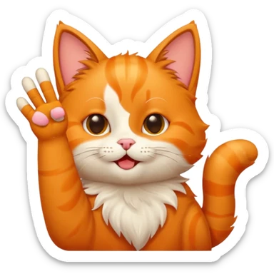 cute cat winking and holding up a peace sign with its paw sticker