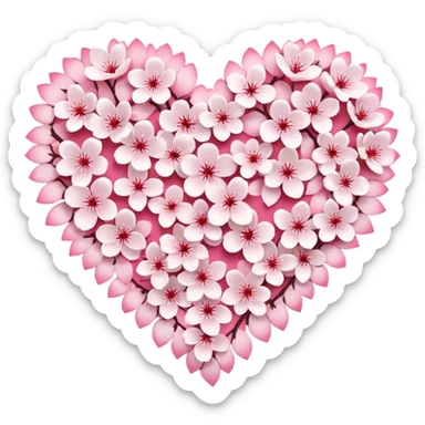  sakura heart, heart made of white sakura petals with pink accents, remove background sticker