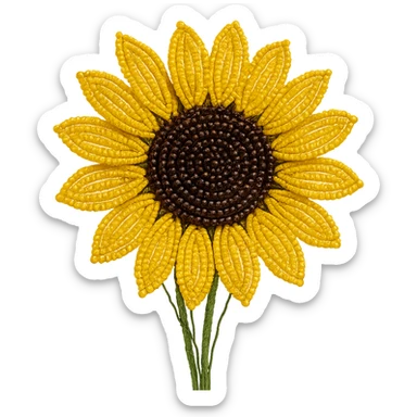 french beaded sunflower, handmade look, visible wire, glossy beads, artistic, no background sticker