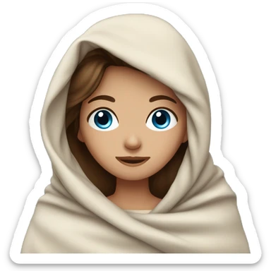 brown hair girl with blue eyes in blanket sticker