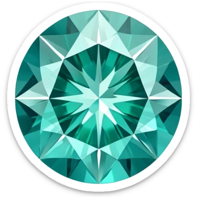 Precision round cut grandidierite gemstone with aqua blue-green color and gleaming facets sticker
