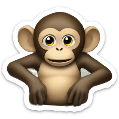 Monkey lies on wads of money sticker