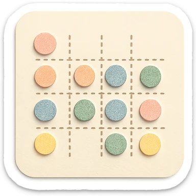 soft pastel gentle habit tracker grid with pastel dots and delicate dotted lines sticker