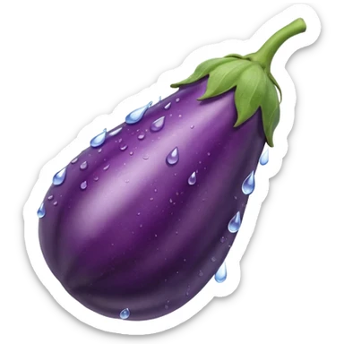 Combine an egg plant with the water drops emoji sticker