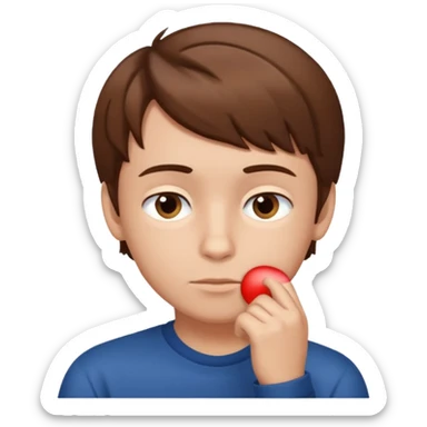 boy thinking with one hand on his chin sticker