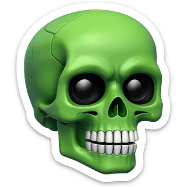 green skull emoji but intentionally low quality sticker