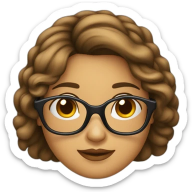 Mujer de cabello marrón con gafas medio redondeadas Feliz  sticker