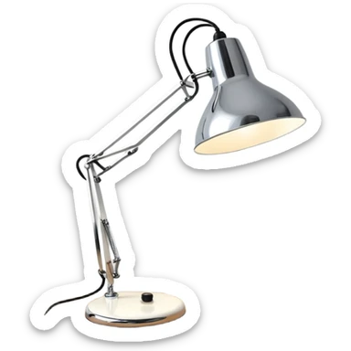 Lamp Poul Henningsen for Louis Poulsen PH 2/1 table lamp in white and chrome on a desk  sticker