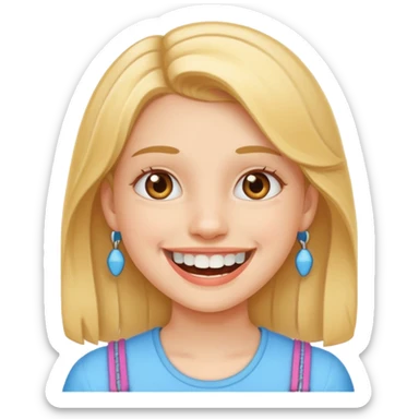 girl with braces on teeth sticker