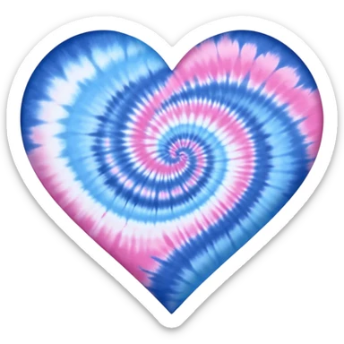Blue and pink tie dye heart sticker