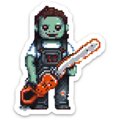 Horror movie character with chainsaw sticker