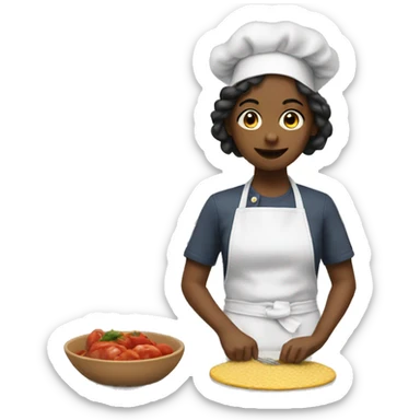 The girl cooks food for him sticker