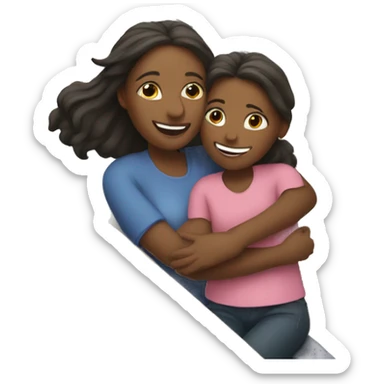 Mom and daughter hugging on a boat sticker