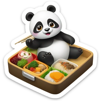 A panda eating bento sticker