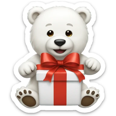 White bear in a gift sticker