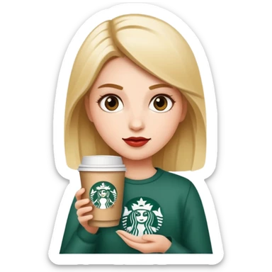 A girl with Starbucks in her hand and a sassy ￼ attitude sticker