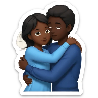 Two people hugging. They are facing each other. Silhouette only.  sticker